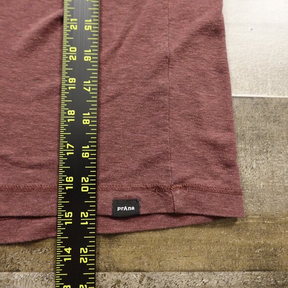 prAna Women’s Colorblock Relaxed Tee Size Medium Burgundy Blue Cream Sustainable - Picture 5 of 7